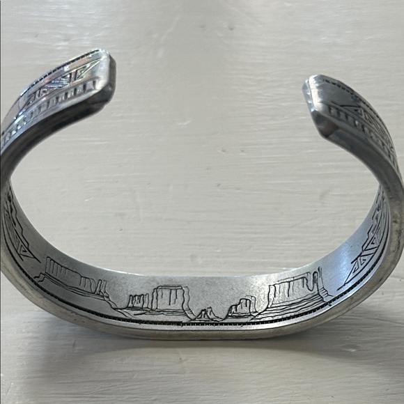 Navajo Storyteller hand made silver cuff bracelet